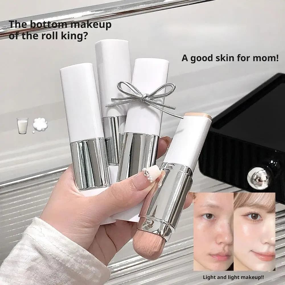 Stick per Fondotinta a Doppia Testa con Pennello per Sfumatura, Colore Naturale Opaco, Uniforma il Tono della Pelle, Strumento per il Trucco
