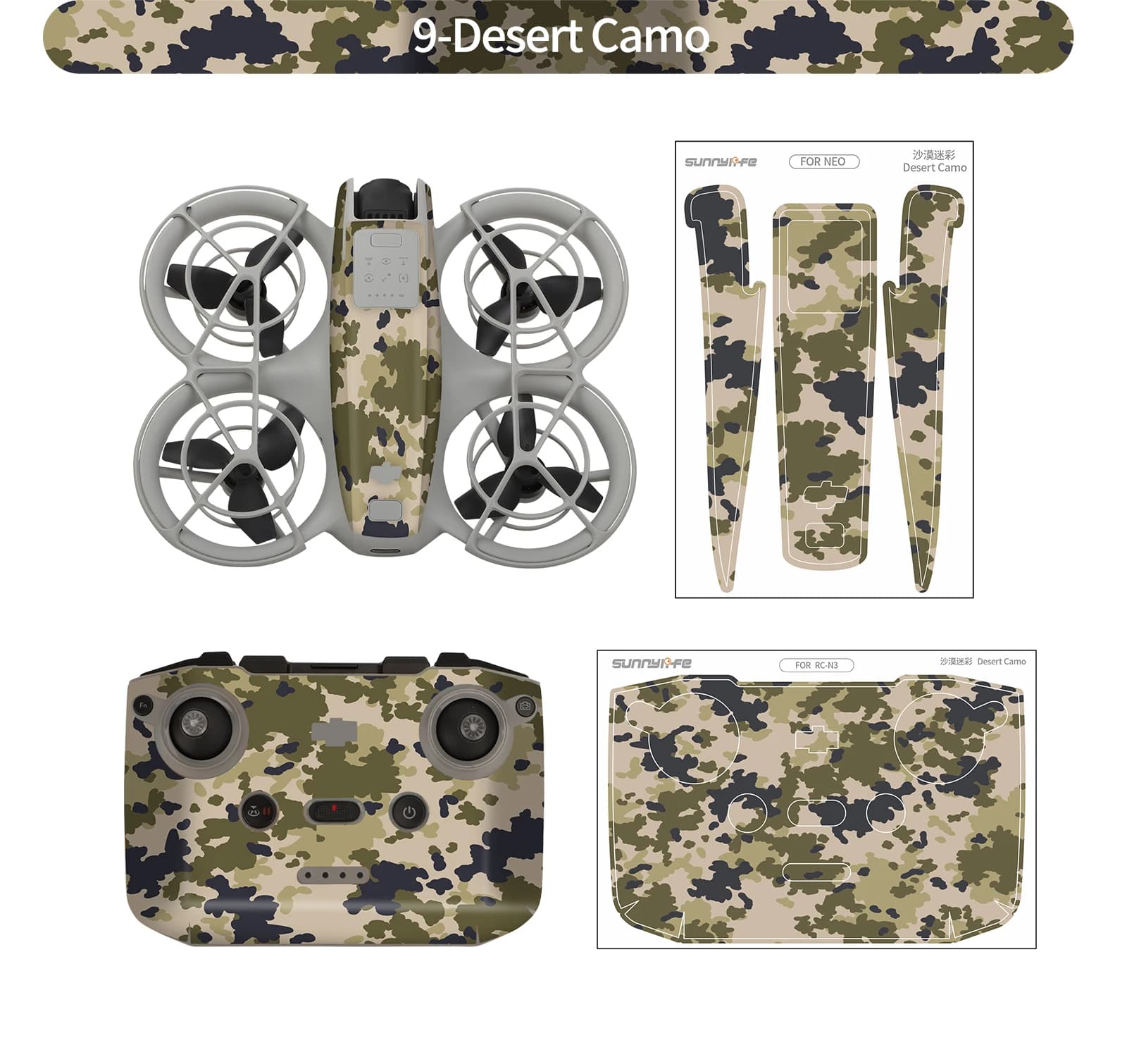 Sunnylife adatto per set di adesivi DJI telecomando per drone in PVC colorato per accessori per pellicole protettive antigraffio NEO