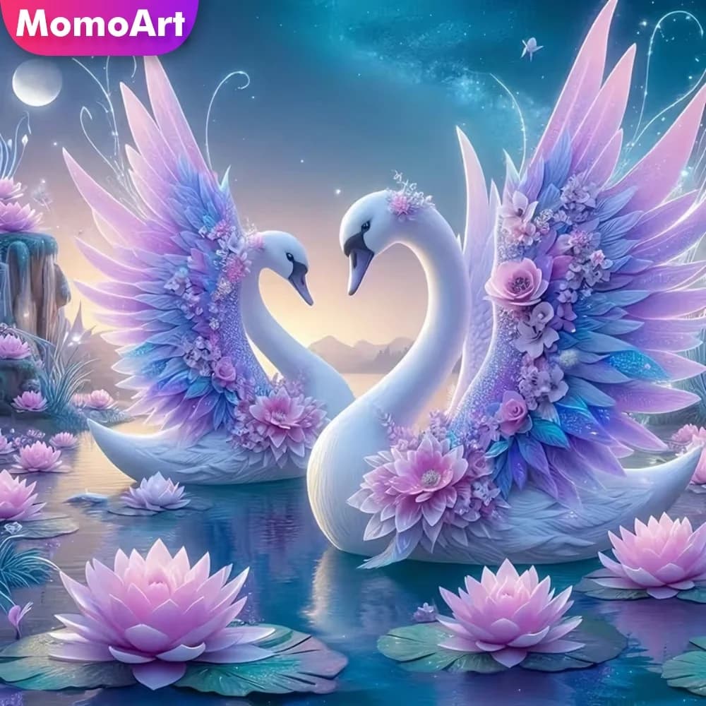 Momoart cigno diamante mosaico animale adatto per principianti pittura diamante fiore nuovo arrivo ricamo fai da te bambino hobby