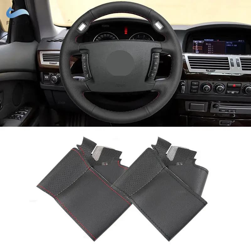 Per BMW serie 7 E65 E66 berlina a passo lungo 2001-08 coprivolante per auto cucito a mano in pelle perforata rivestimento protettivo