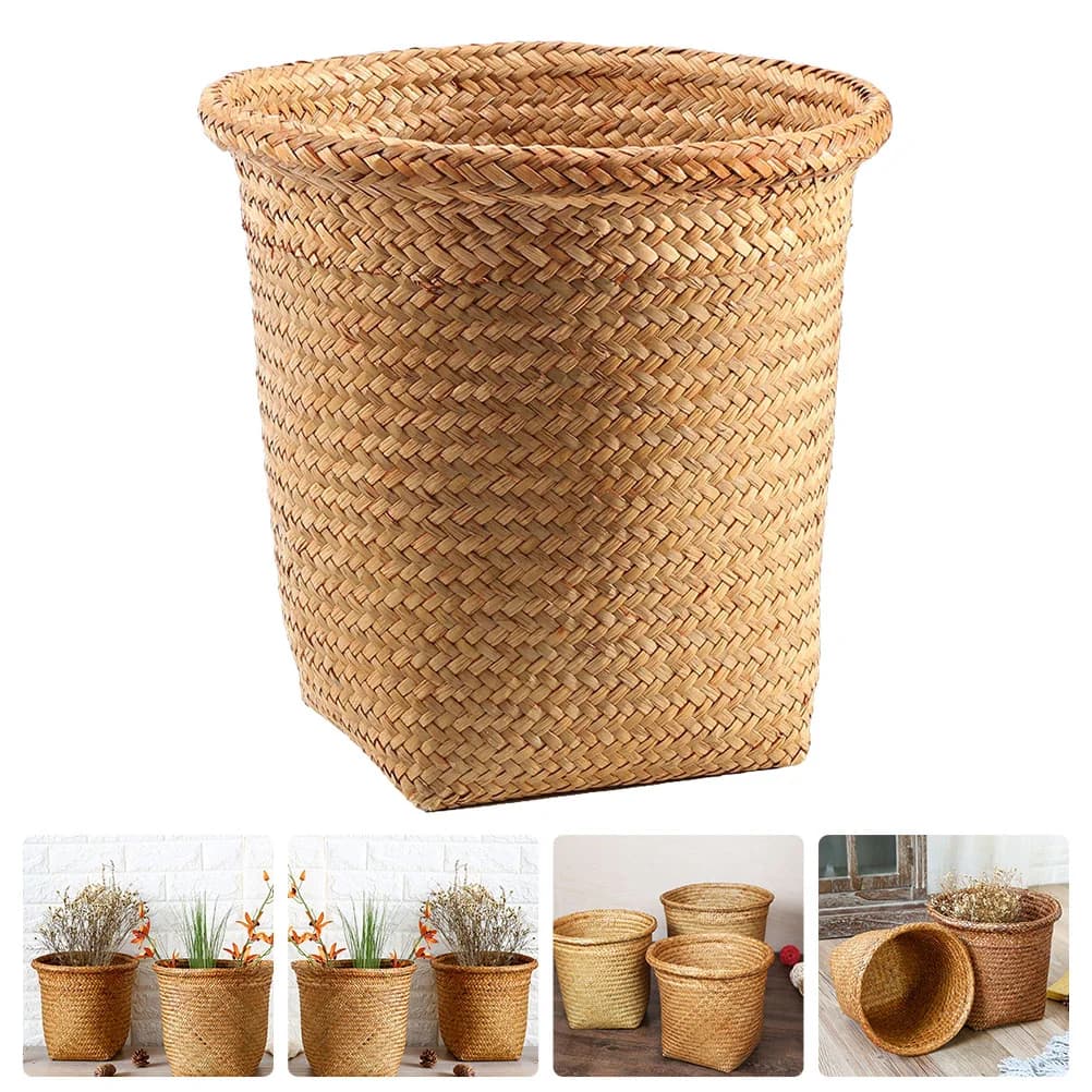 Cestino portaoggetti in tessuto vimini cestino per rifiuti in Rattan contenitore per bucato articoli vari cestino per rifiuti fioriera Seagrass Kitchen