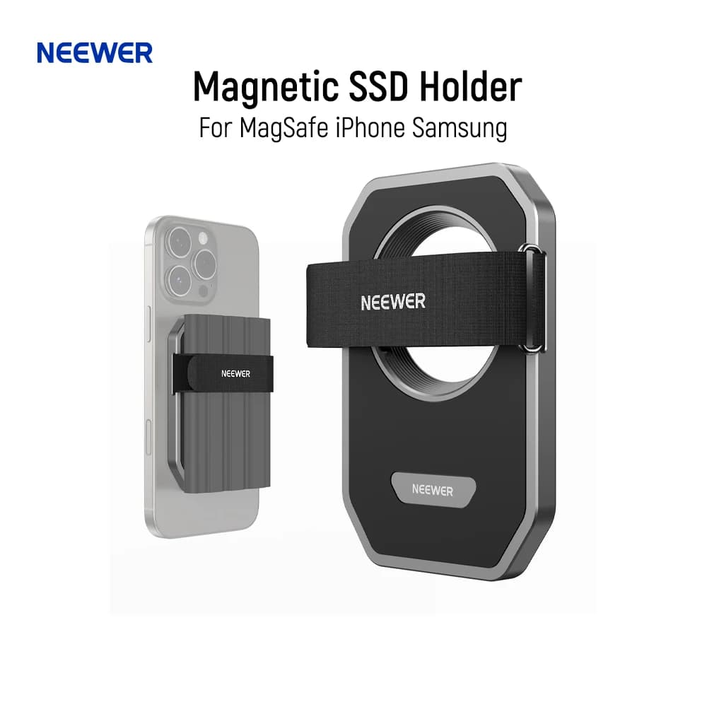 Neewer Supporto SSD magnetico con elementi di fissaggio touch universali per MagSafe iPhone 16 15Pro/Pro Max Samsung SanDisk Lexar