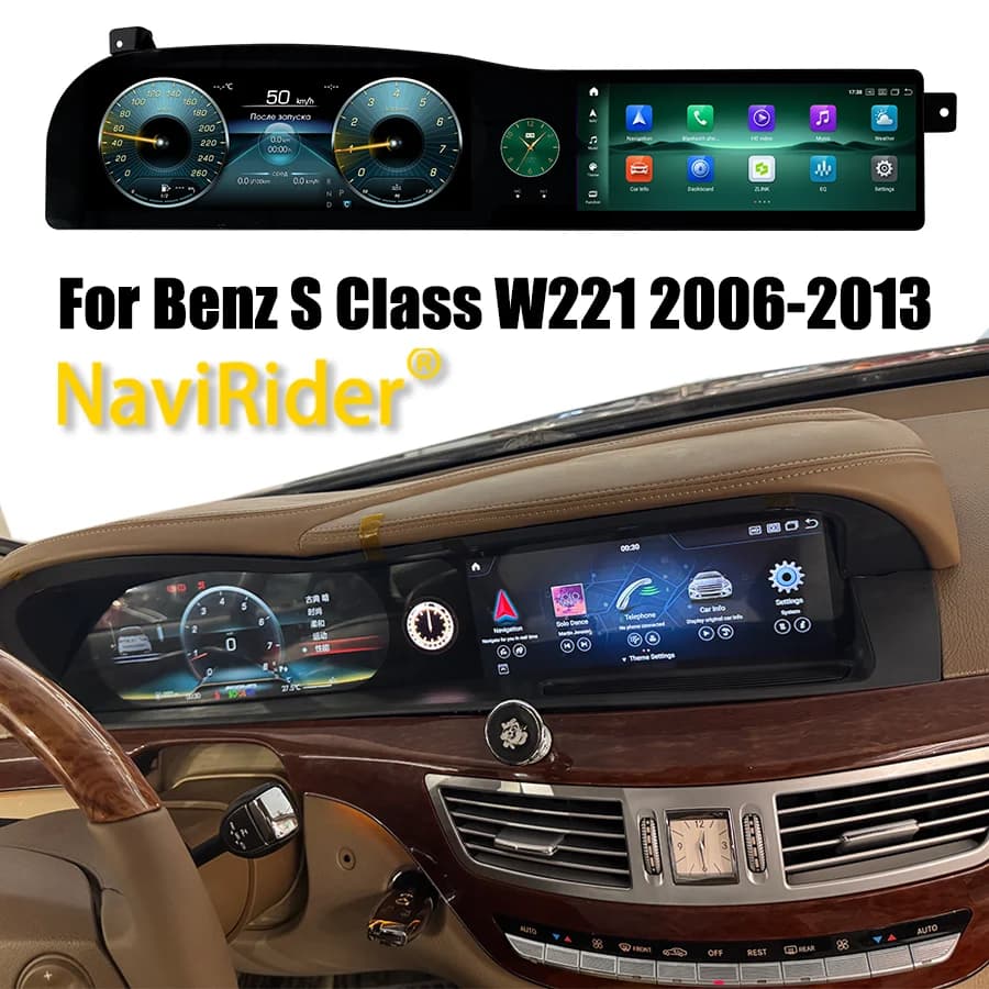 Per Mercedes Benz Classe S W221 CL W216 2006-2013 Lettore Multimediale per Auto 3-in-1 con Schermo LCD Android Integrato e Navigazione GPS