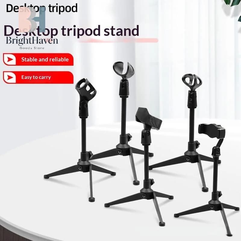 1Pcs Portable Table Stand Lightweight Bracket Adjustable Microphone Stand Desktop Tripod Table Stand Clip Holder B.H