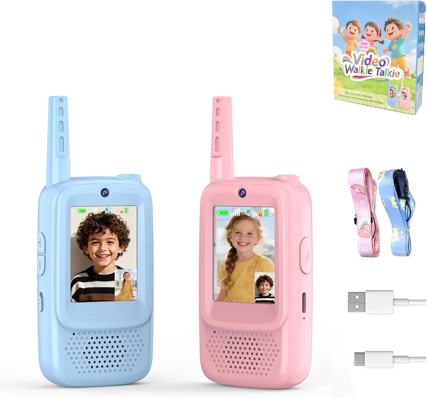 Walkie Talkie Ricaricabili a Lungo Raggio con Schermo LCD e Auricolari, Ideali per Avventure all'Aperto e Campeggio