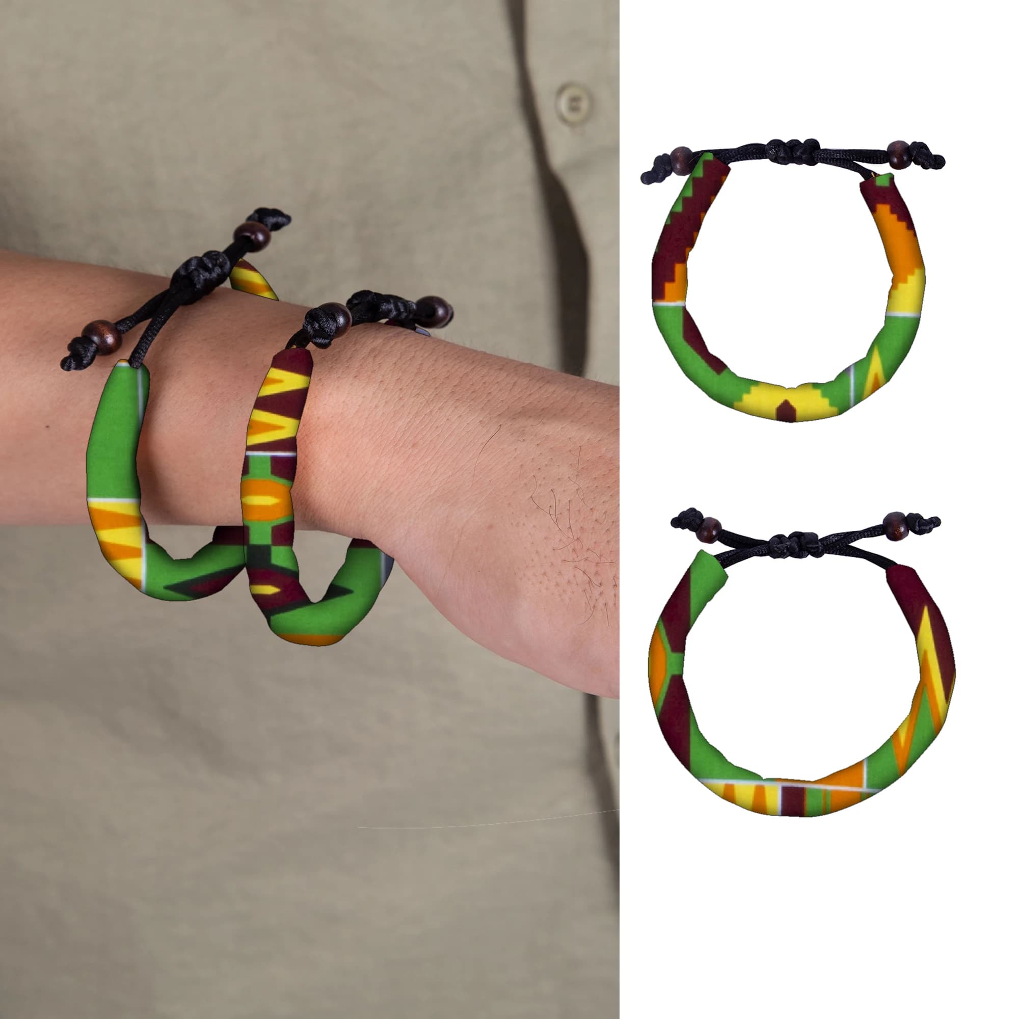 Bracciale in stile etnico con motivo africano, braccialetto in corda regolabile intrecciato a mano per uomo e donna Wyb1034