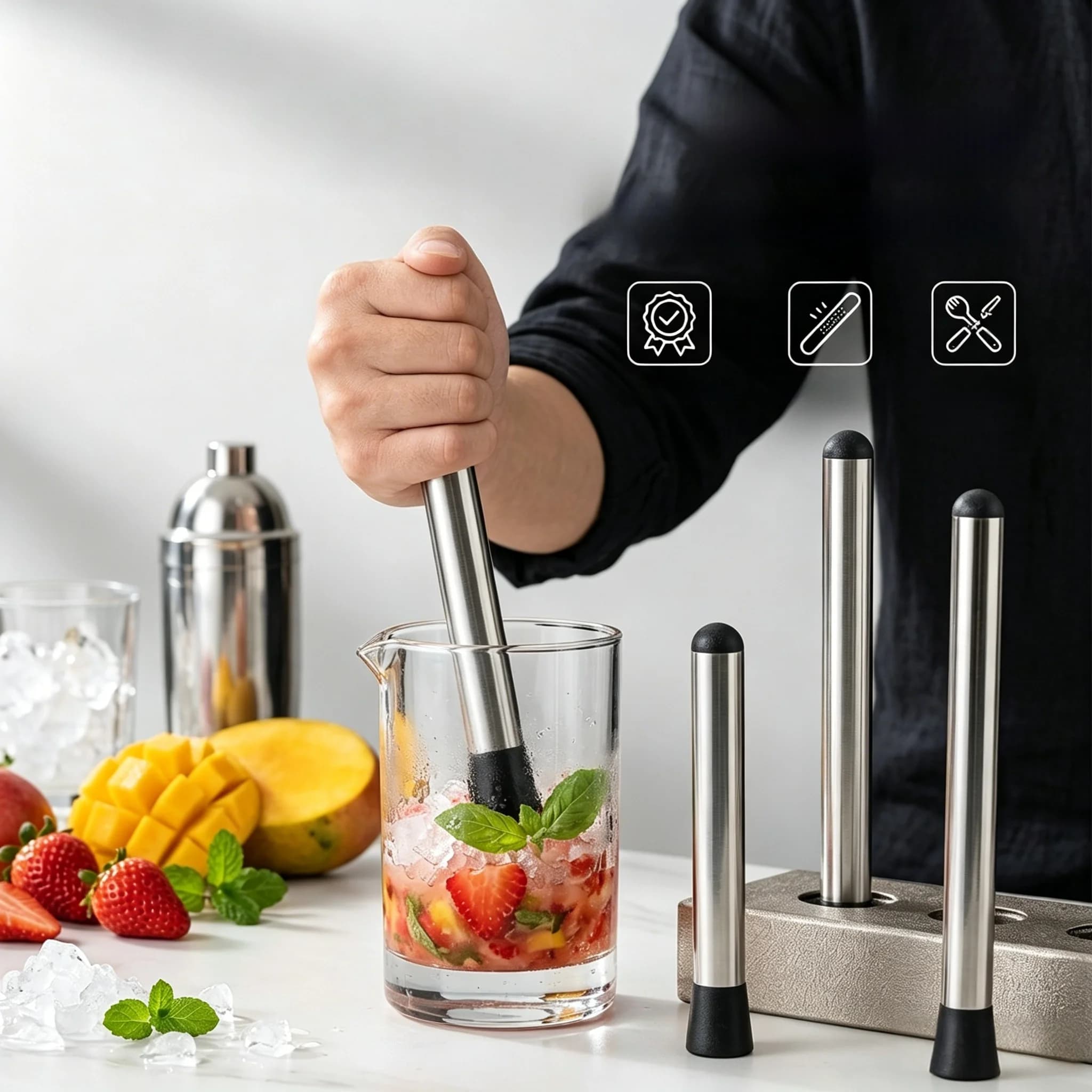 Stainless Steel Lemon Tea Maker Tool Set Crush Ice Hammer Brew Coffee Cocktail Shaker Home Use Kit Positive Rich Brand