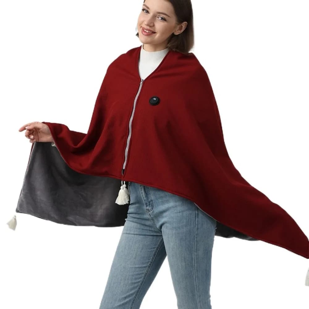USB Powered Warmer Shawl Blanket Fast Heating Portable Heating Blanket Wearable Design Washable Heated Throw Blanket Winter