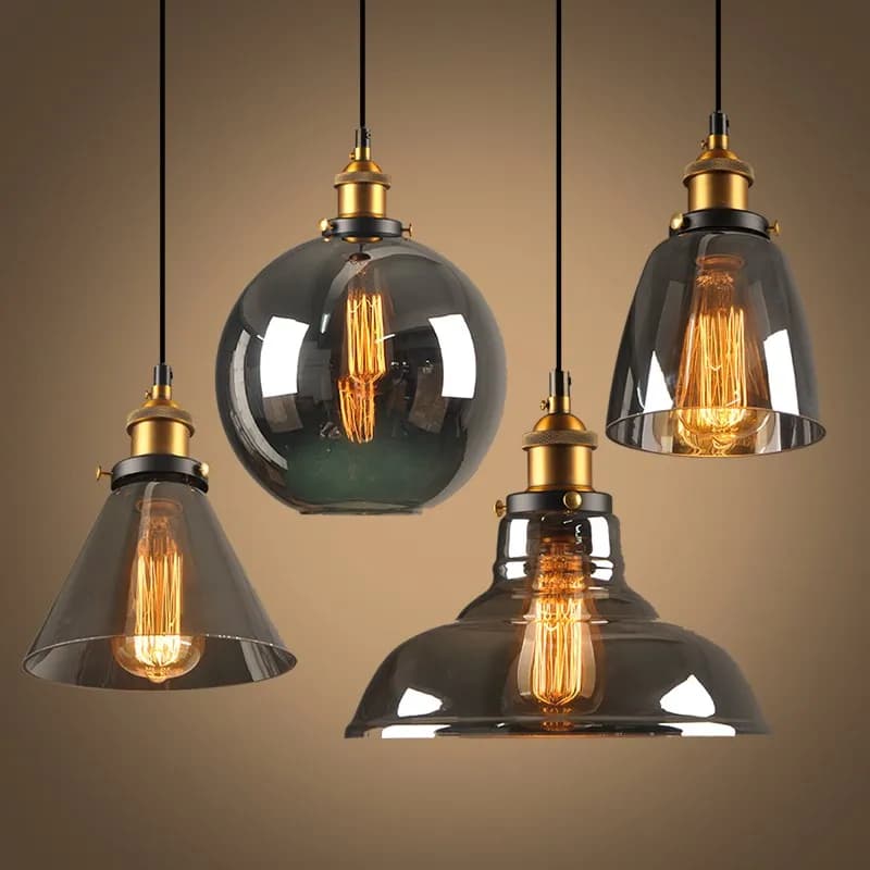 Lampade a sospensione vintage nordiche Lampada da sospensione in vetro industriale per sala da pranzo Bar Decor Apparecchio da cucina a sospensione retrò