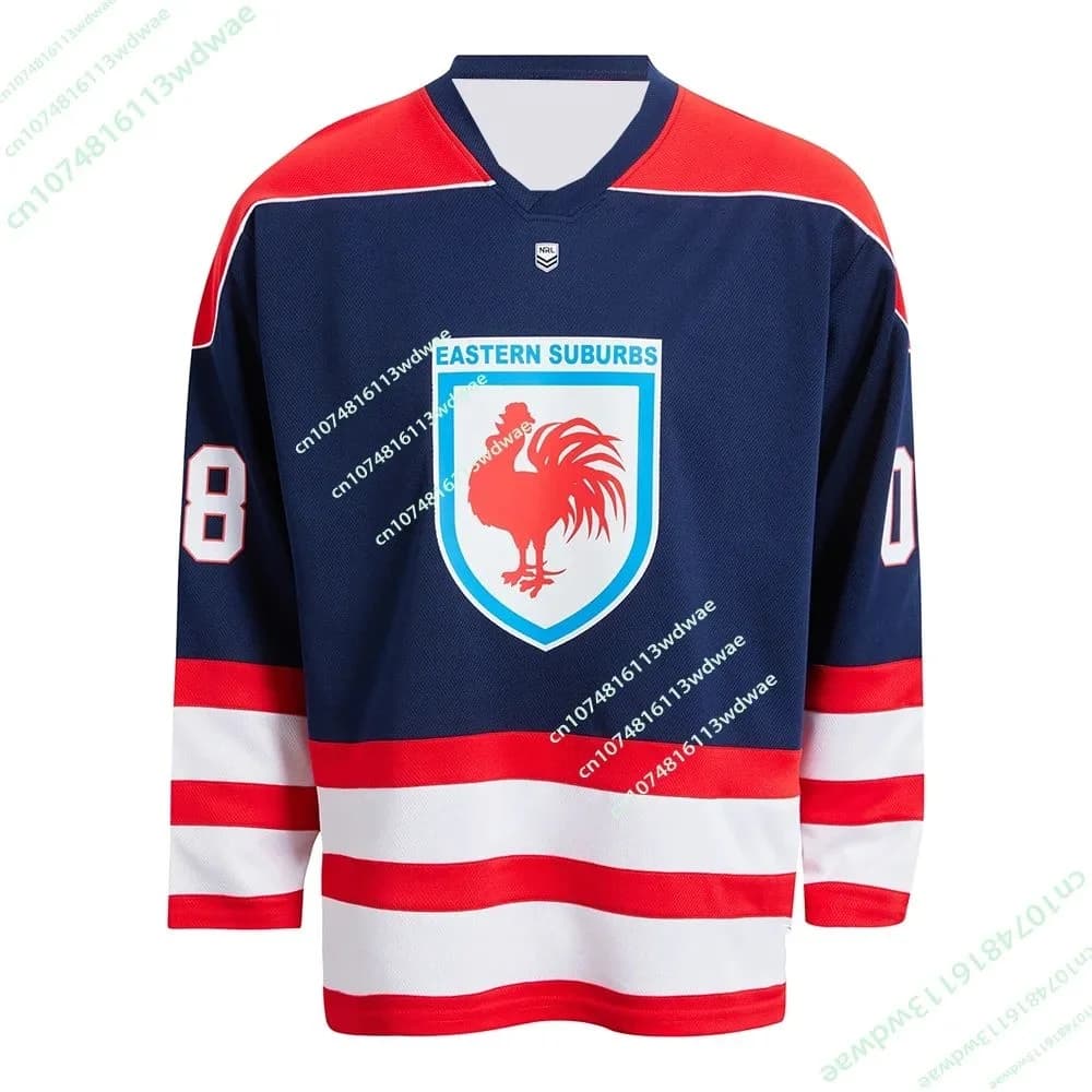 Nuova Giacca da Hockey su Ghiaccio NRL Australiana 2026 Sydney Roosters per Adulti, Stile 3D a Maniche Lunghe, Modello Unisex per Adulti e Bambini