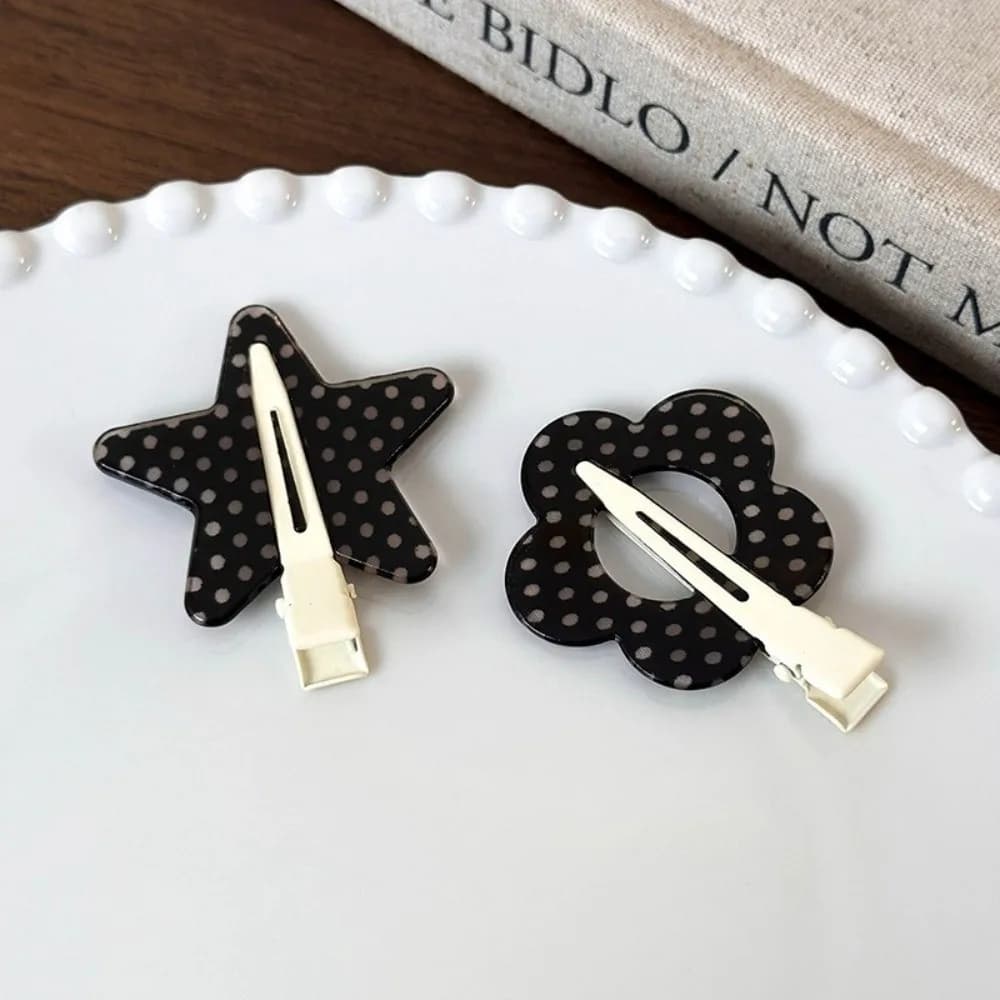 Fermagli per capelli bianchi e neri a pois dal design minimalista, fermagli laterali per capelli con tenuta sicura, accessori per acconciature da donna e ragazza