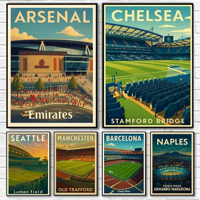 Retro Famous Football Field Arsenal Emirates Stadium Sports Venue Poster Diamond Painting Wall Art Pictures Home Decor