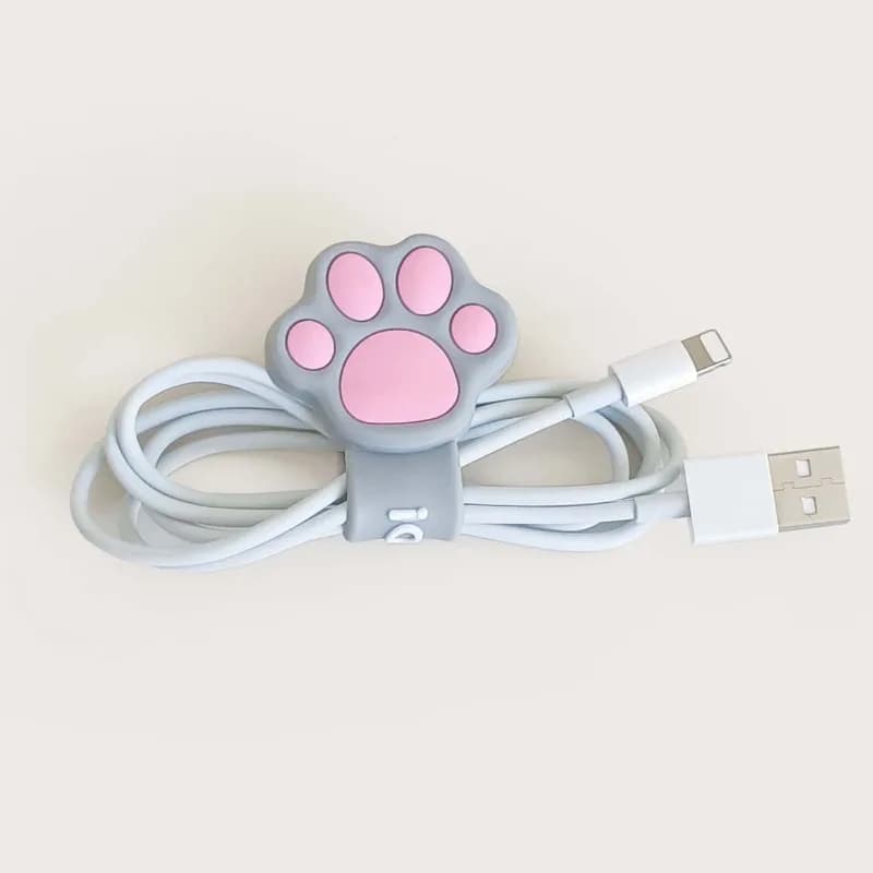 Organizzatore di cavi a forma di zampa di gatto, porta cavi per auricolari, supporto per cavi USB del telefono, avvolgicavo, protezione per cavi.