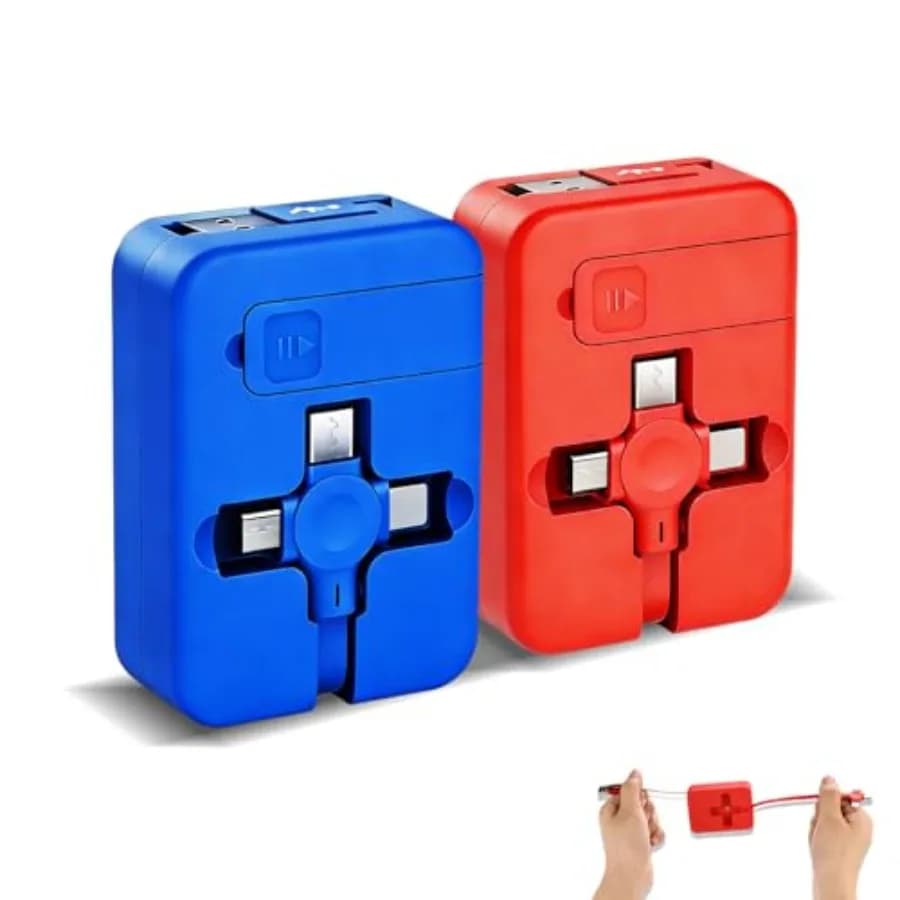 2 Pezzi Cavo di Ricarica Rapida Retrattile 3 in 1 da 1m con USB C/Micro USB/L e Supporto per Telefono, Compatibile con iPhone 17/16