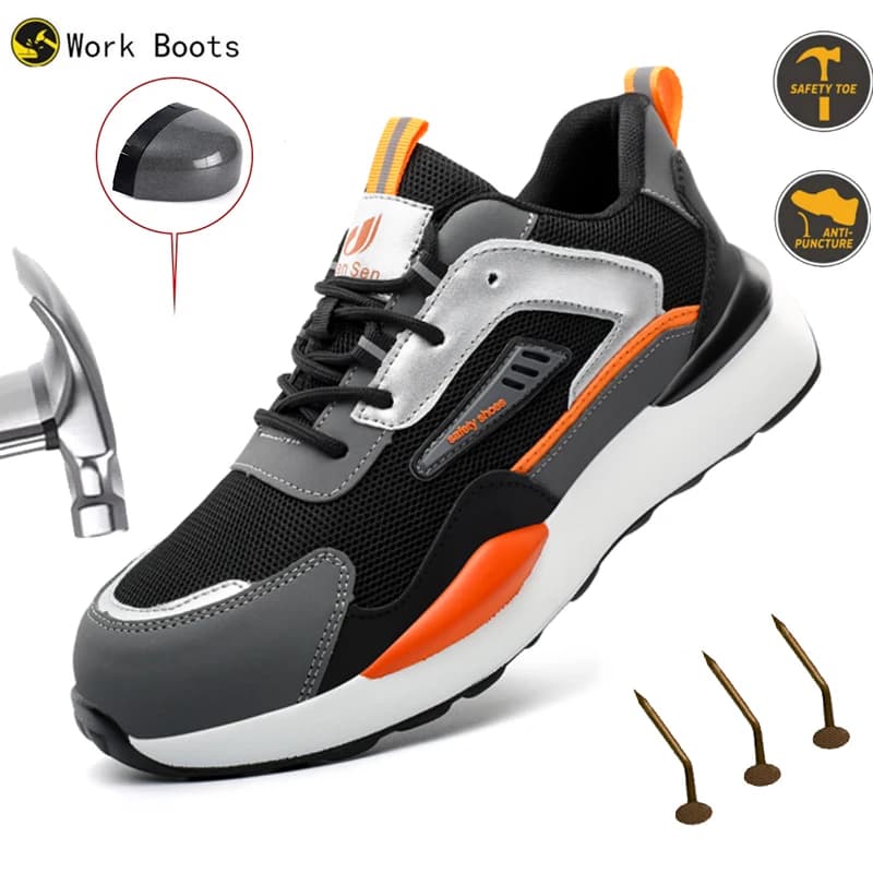 Anti-smash Anti Puncture Functional Shoes Men Safety Shoes Steel Toe Shoes Male Indestructible Mining boots Work Shoes Sneakers
