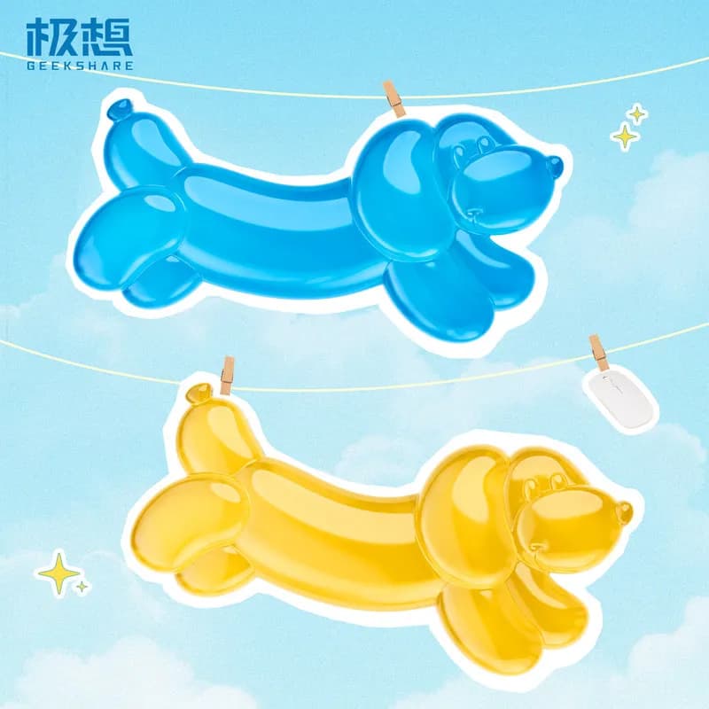 GeekShare Poggiapolsi per Mouse in Silicone Trasparente a Forma di Cane Palloncino, Ergonomico e Antiscivolo, Tappetino da Scrivania per Ufficio, Gaming, Computer e Laptop