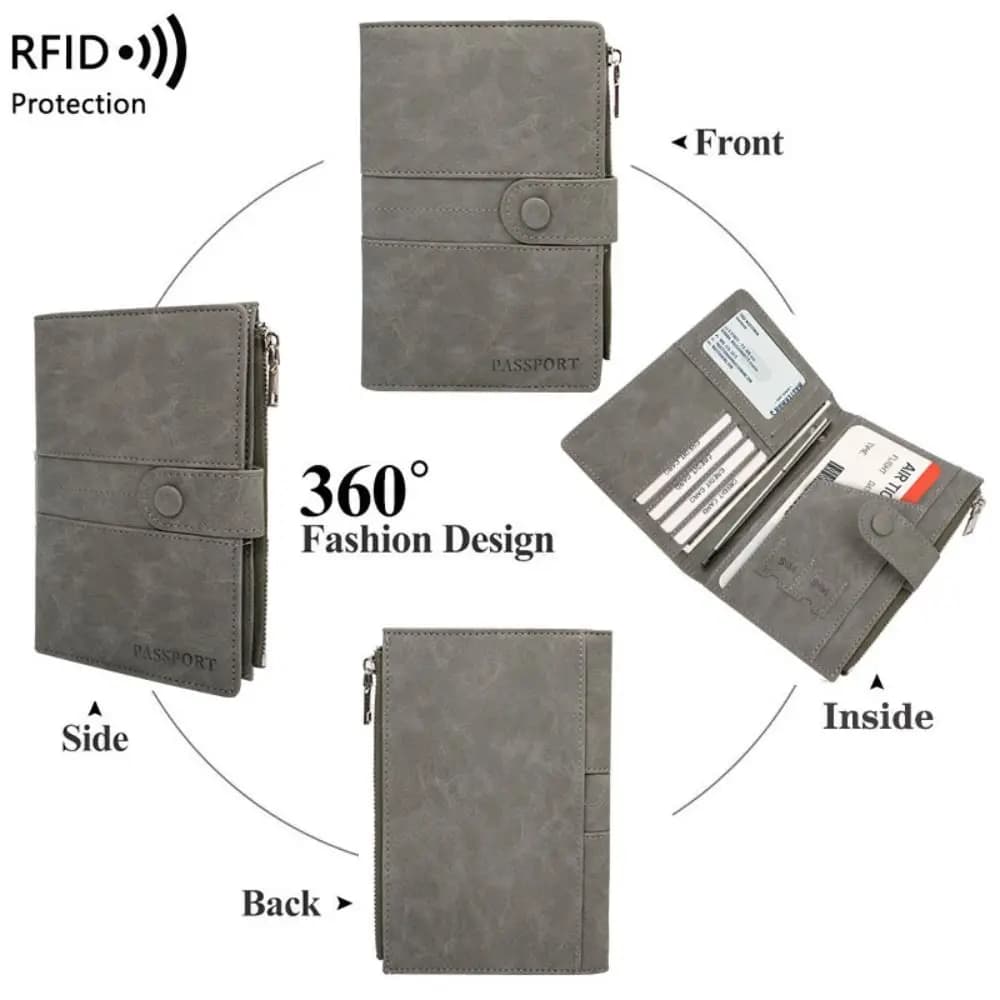 RFID Anti-Theft PU Passport Bag Purse Card Holder Passport Clip Ticket Holder Card Case Travel Wallet Travel Accessories