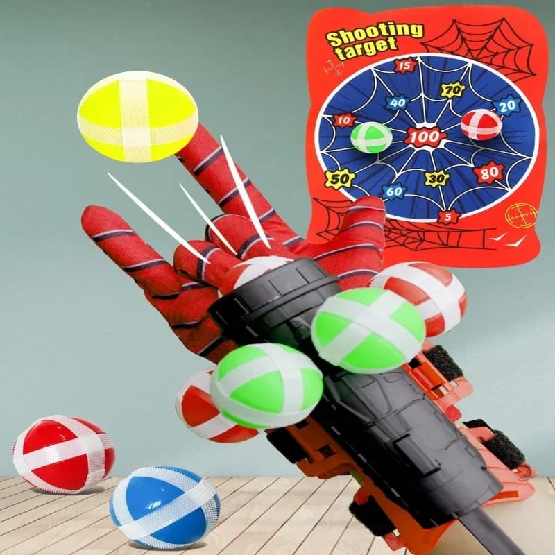 Spider man Launcher Bambini Espulsione del polso Palla appiccicosa Gioco di bersaglio Shooter educativi interattivi Giocattolo Regali di compleanno per bambini