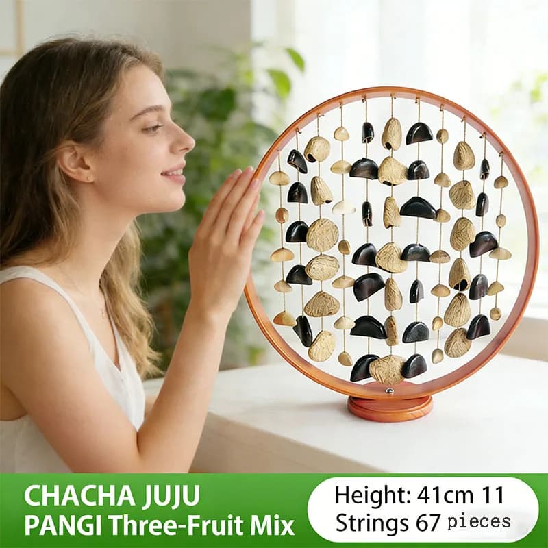 Meditation Wind Chime with Natural Fruit Shells, Professional Yoga Hand Bells for Sound Healing & Outdoor Decor