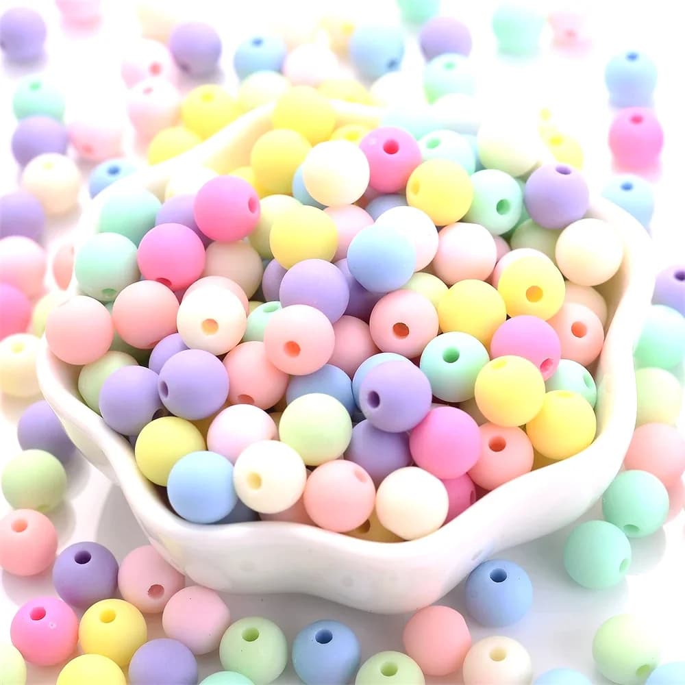 6/8/10/12/14mm Mix Matte Acrylic Macaroon Spacer Beads Loose Jewelry Round Bead For Making Bracelet Necklace Earring Diy Jewelry