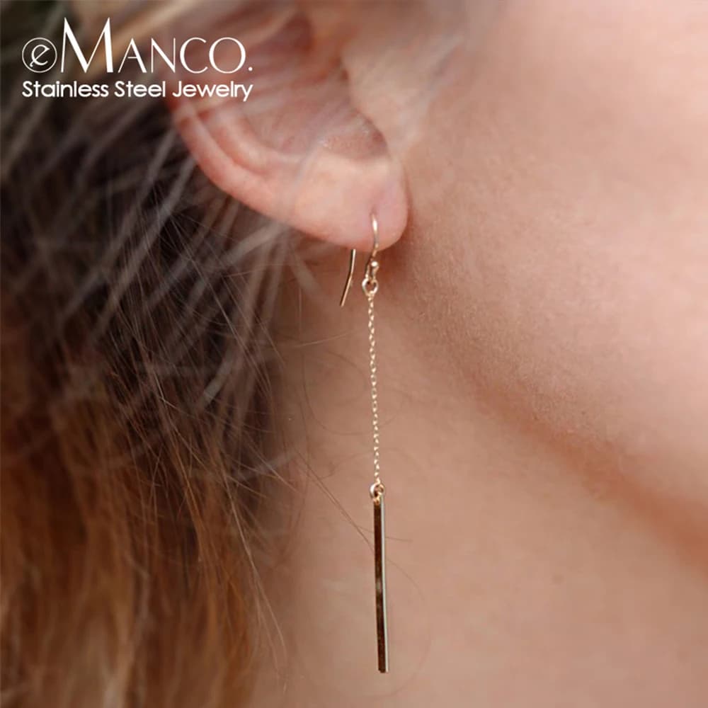 EManco Trendy Long Earrings for Women Korean Drop Dangle Earrings Minimalist Fish Hoop Earrings Fashion Jewelry