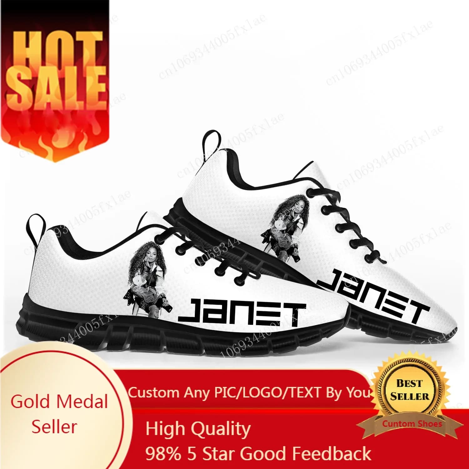Janet Jackson Singer Pop Scarpe sportive Scarpe da ginnastica da donna da uomo Scarpe casual personalizzate per coppia nere