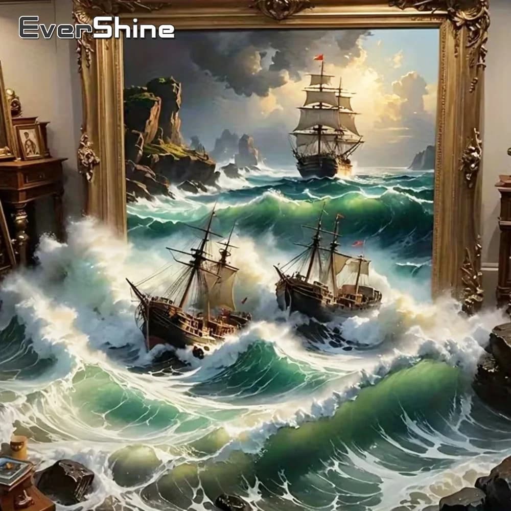 EverShine DIY Diamond Painting Ship Landscape New Arrival Embroidery Acrylic Craft Supplies Diamond Mosaic Handmade Gift