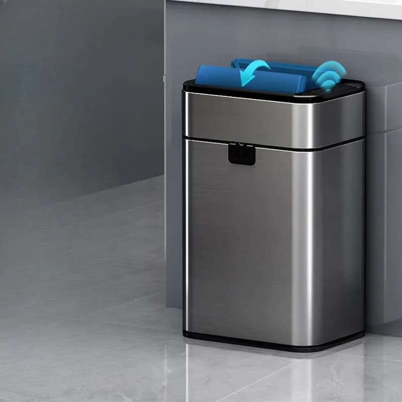 Cestino intelligente a induzione in acciaio inossidabile, confezione con chiusura a strappo.