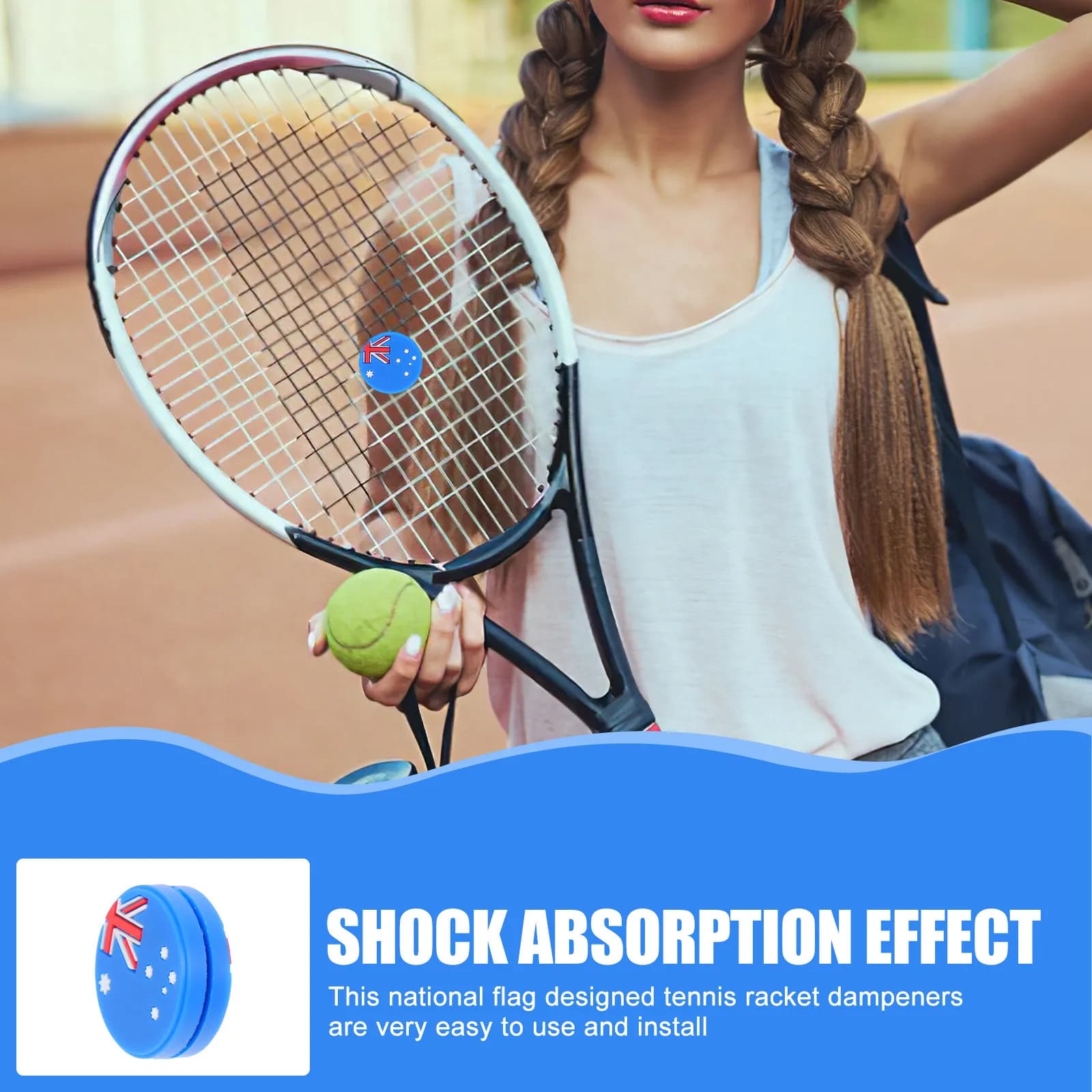 6Pcs Silicone Tennis Racket Shock Absorbers National Flag Designed Vibration Dampeners Tennis Racquet Damping Tool Racket
