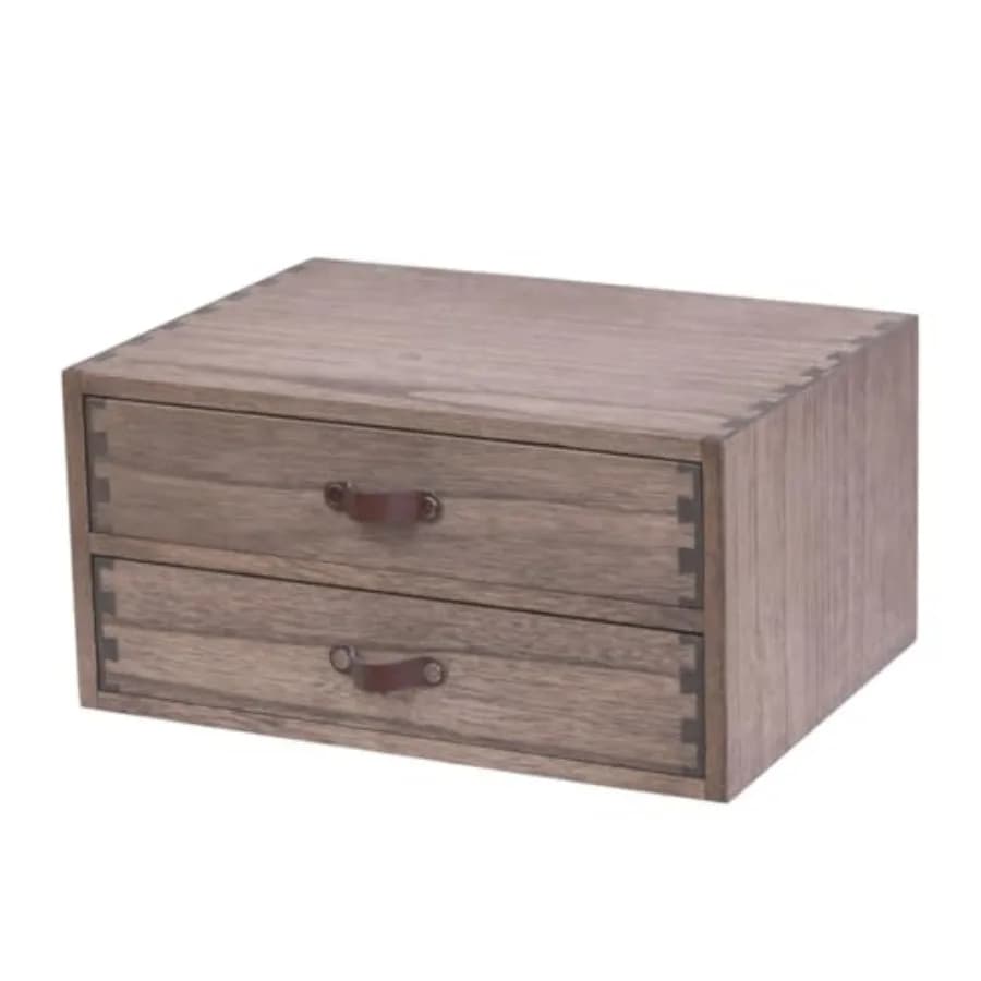 Organizer da Scrivania in Legno con 2 Cassetti - Contenitore Portaoggetti per Cucina, Comò, Scrivania - Organizzatore Portadocumenti in Legno