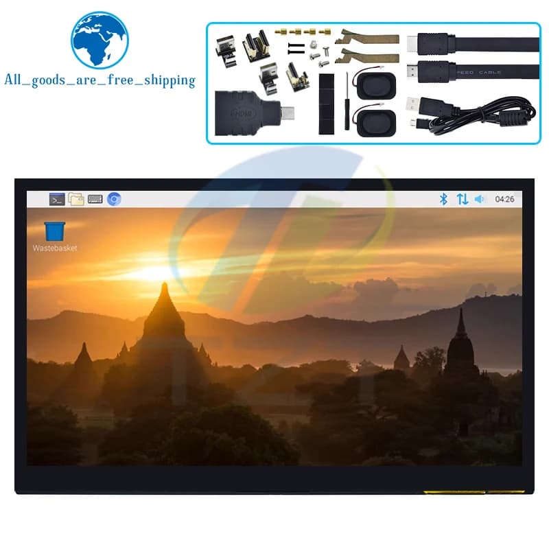 Modulo display LCD compatibile con HDMI da 10,1 pollici TZT, schermo tattile capacitivo da 10,1 pollici, visualizzazione HD IPS 1024X600 per Raspberry Pi B 3B+/4B
