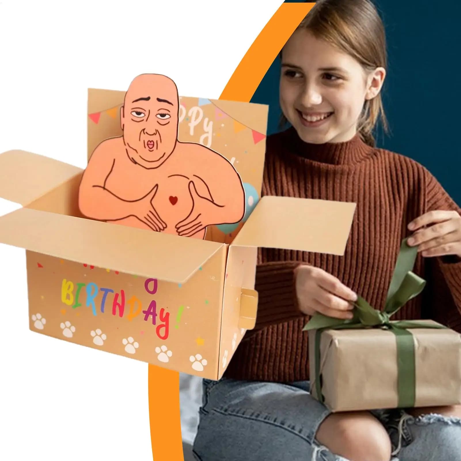 Hilarious Happy Birthday Pop-Up Card Humorous 3D Character Design With Heart Balloons & Confetti, Whimsical Card