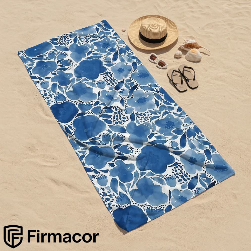 Cyan Blue Water Bloom Soft Portable Travel Towel Unisex Ultra Lightweight Microfiber Oversized Sand Free Quick Dry Beach Towel
