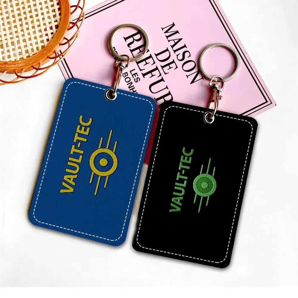 Giochi V-Vault T-Tec Logo Portachiavi porta badge per banca Porta carte da lavoro aziendale Custodia protettiva per carte da studente Carta da autobus