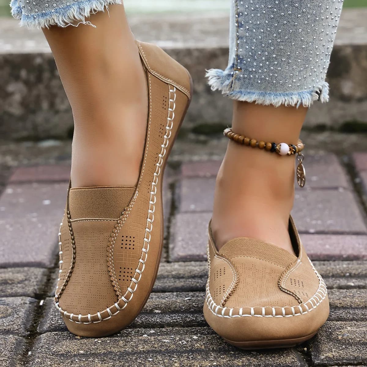 2026 Ciabatte Estive Eleganti da Donna con Punta Tonda, Scarpe Casual in Pelle con Suola Morbida e Base Piatta 5688