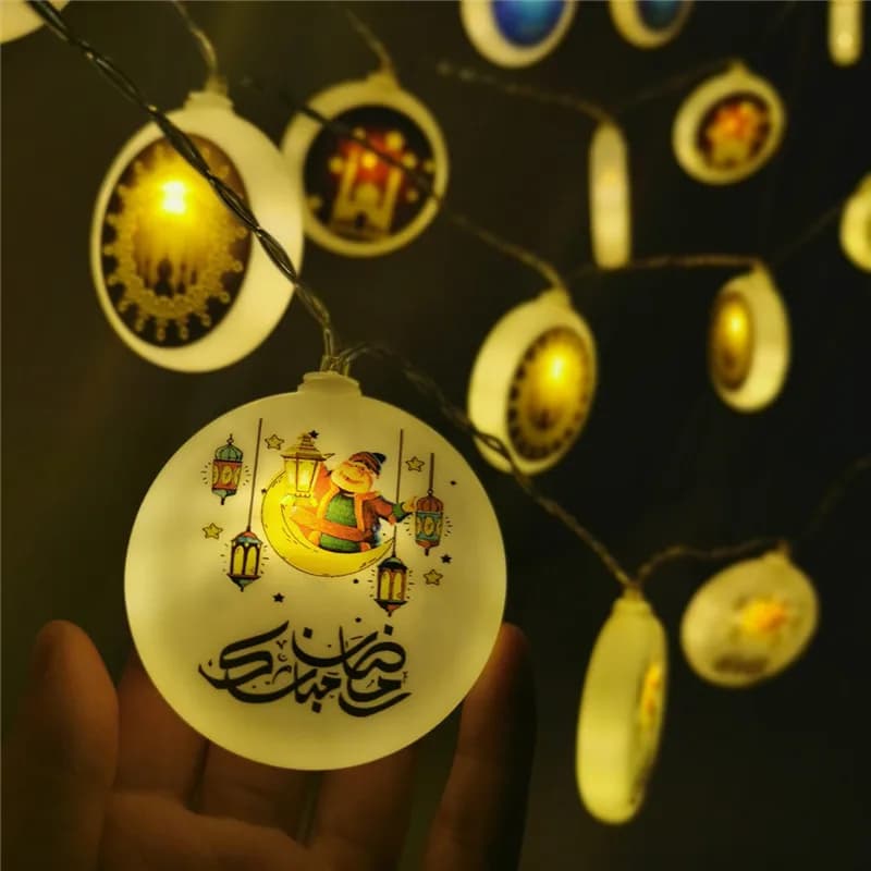 EID Mubarak Batteria LED Luce Stringa di plastica EID Illuminazione natalizia Ghirlanda decorativa Decorazione Ramadan Luce fata