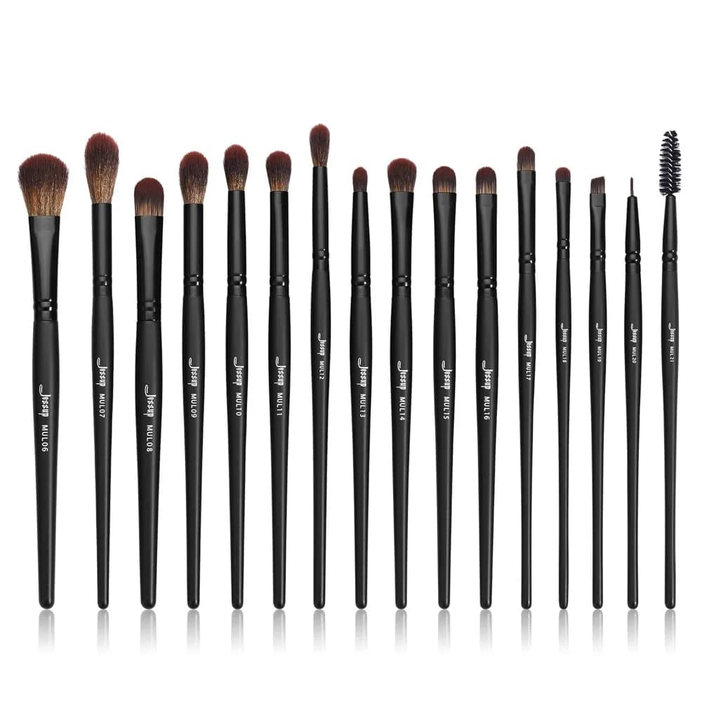 Set di pennelli per occhi, pennelli per trucco vegani con correttore in polvere, ombretto, pennello per eyeliner, 16 pezzi sintetici premium
