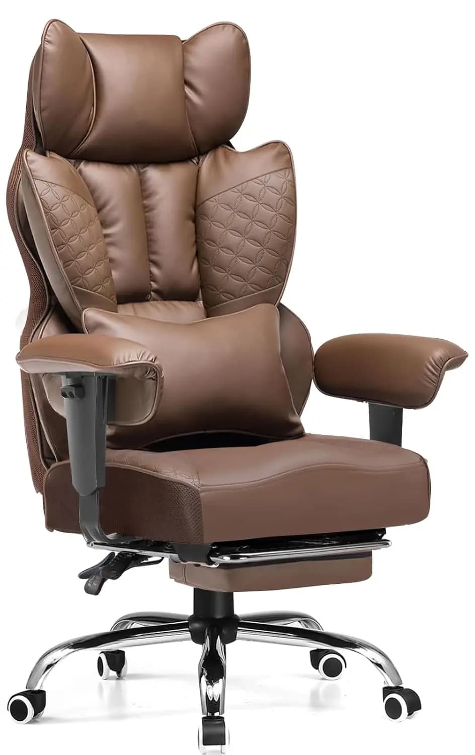 Sedia da Gaming Ergonomica 400 libbre con Poggiapiedi e Supporto Lombare, per Ufficio e Casa, Marrone, Personalizzabile