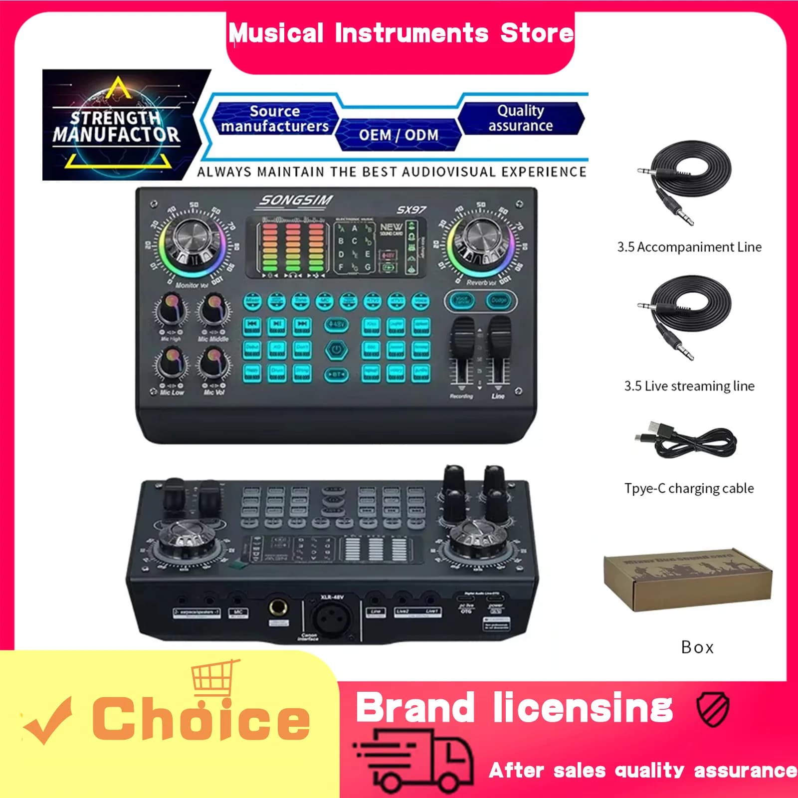 Scheda audio mixer Streaming live portatile E-commerce Scheda audio digitale Mixer multifunzione Effetto sonoro multiplo professionale