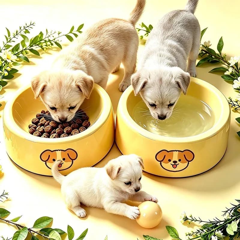 Dog Cat Bowl Non-Slip Anti-Tip Pet Food Water Feeder Dish Durable Easy-to-Clean Modern Simple Design Puppy Kitten Supplies