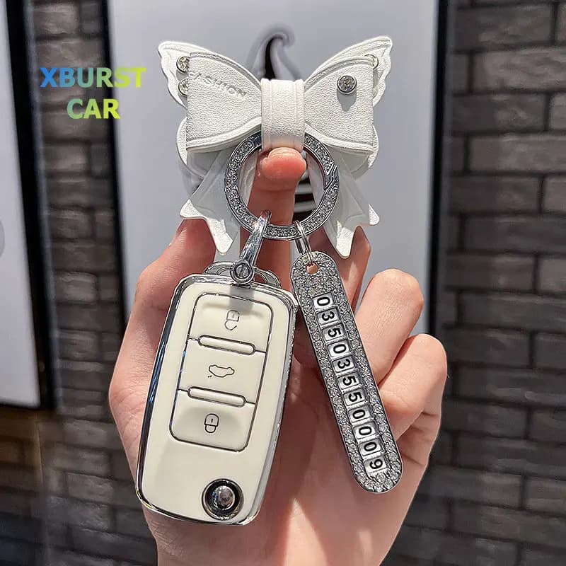 Custodia morbida per chiave auto in TPU a 3 pulsanti per VW Volkswagen MK4 Bora Bora Touran Skoda Seat Golf 4 5 6 Jetta Passat Polo Shell Fob