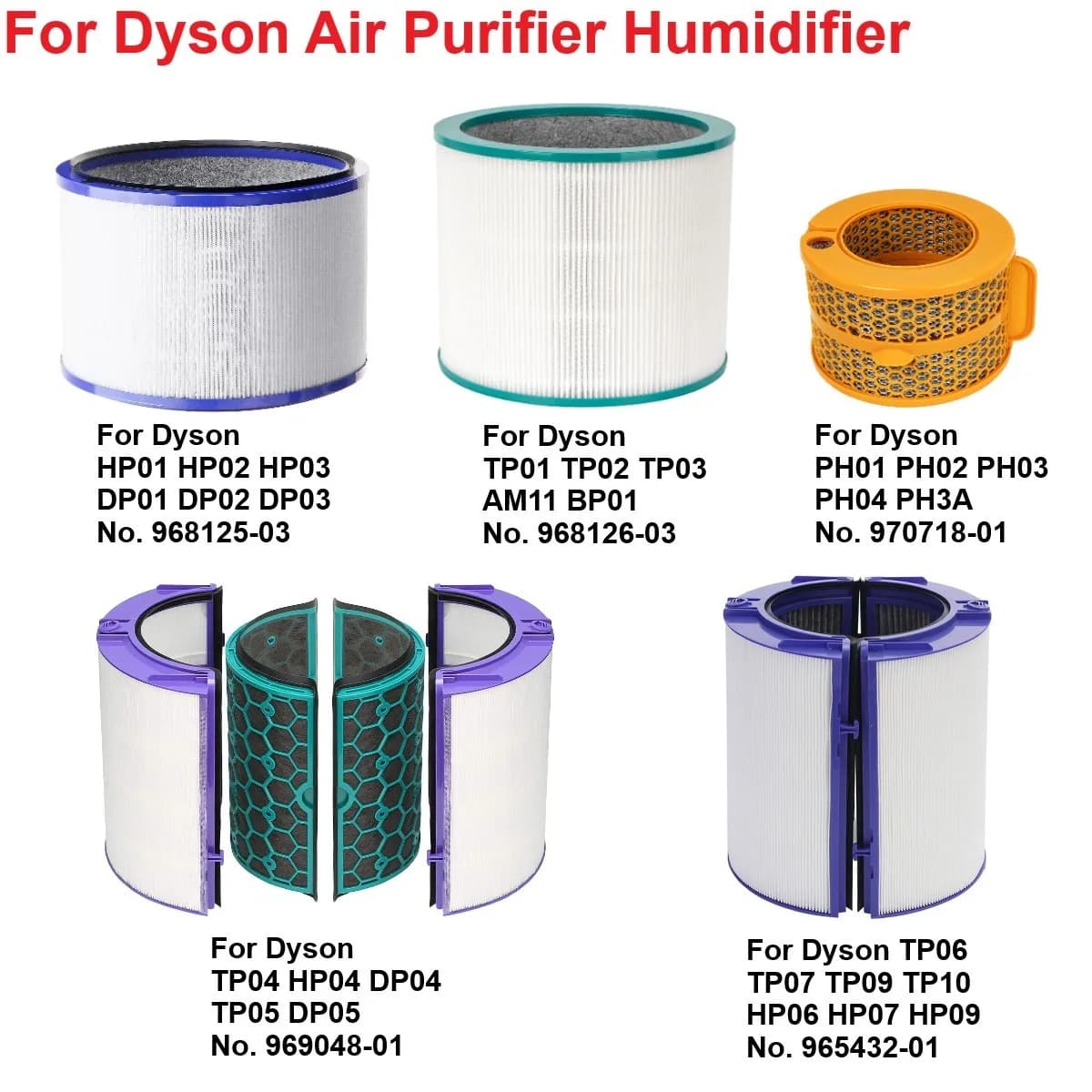 Filtro di ricambio per Dyson HP01 DP01, TP01 TP02 AM11 BP01, PH01 PH3A, TP04 HP04 DP04, TP06 TP10 HP06 Purificatore d'aria Umidificatore