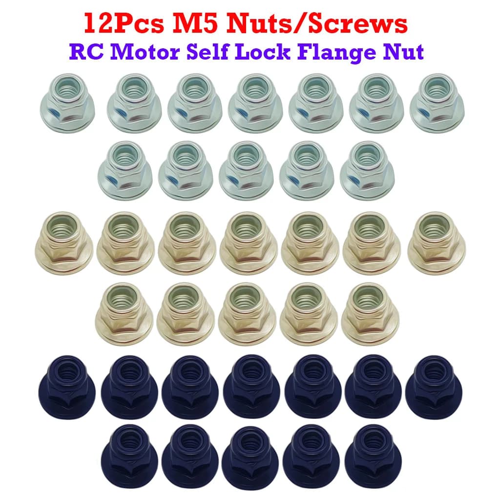 12 pieces M5 insert in nylon flange self-locking nut M5 nut CW for RC FPV Racing Drone 2204 2205 2306 brushless motor