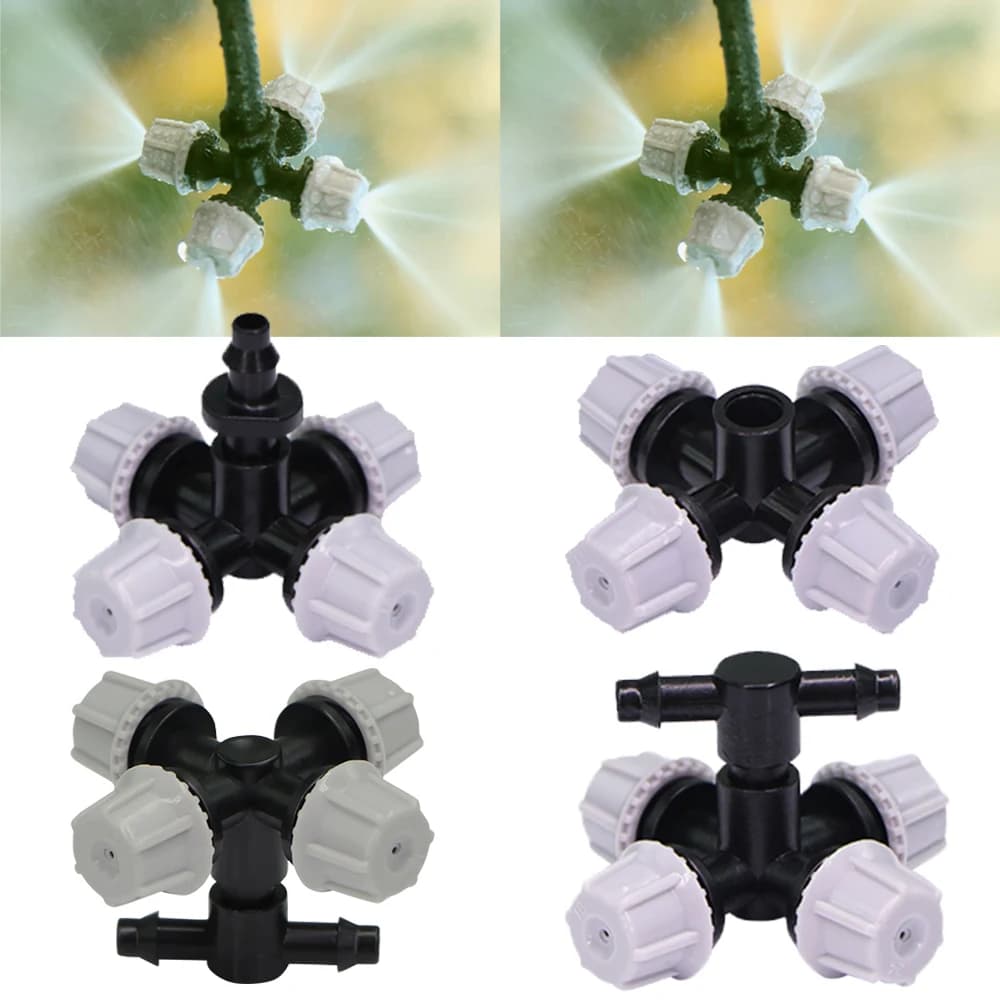 5PCS 30-60L/h irrigatori a nebulizzazione incrociata umidificatore per piante a spruzzo d'acqua nebbia per sistema di irrigazione ugello di nebulizzazione per serra da giardino