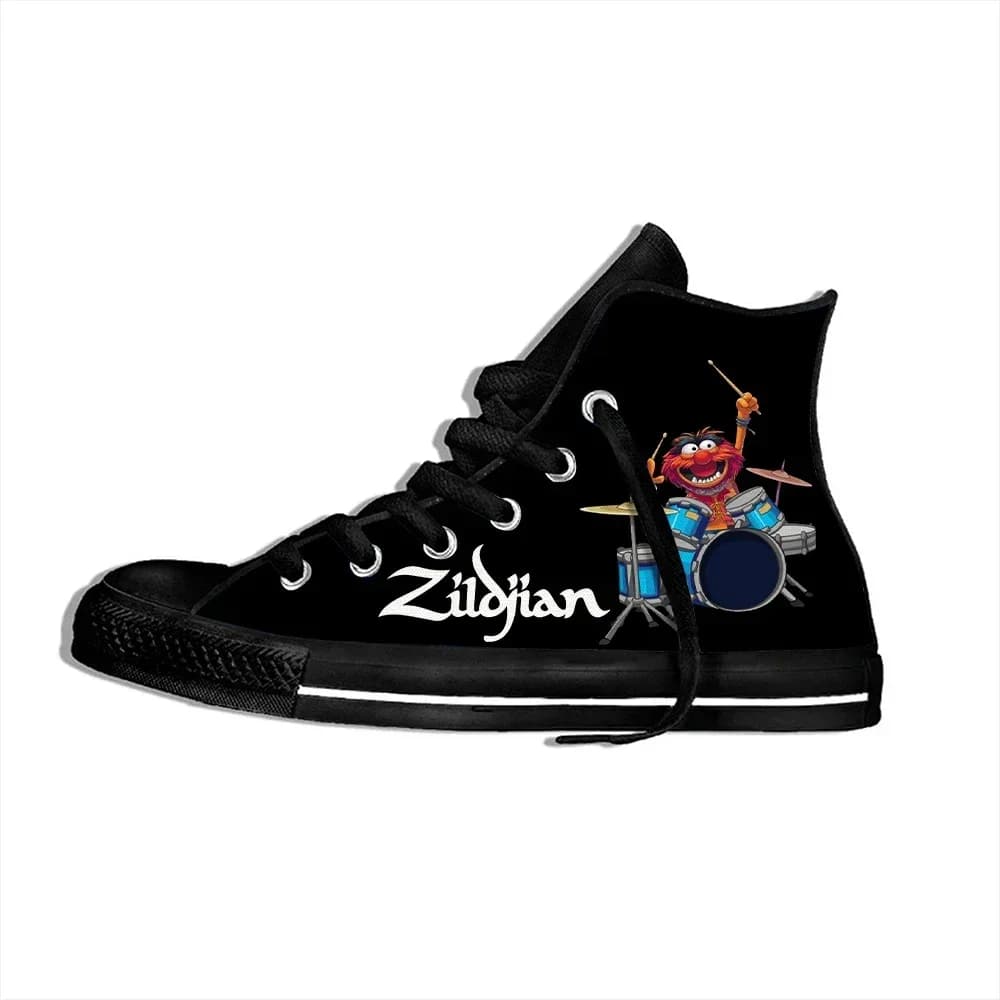 Scarpe Casual Traspiranti Unisex con Design Originale a Tema Animale Batterista, Leggere e alla Moda, Sneakers in Tessuto a Collo Alto