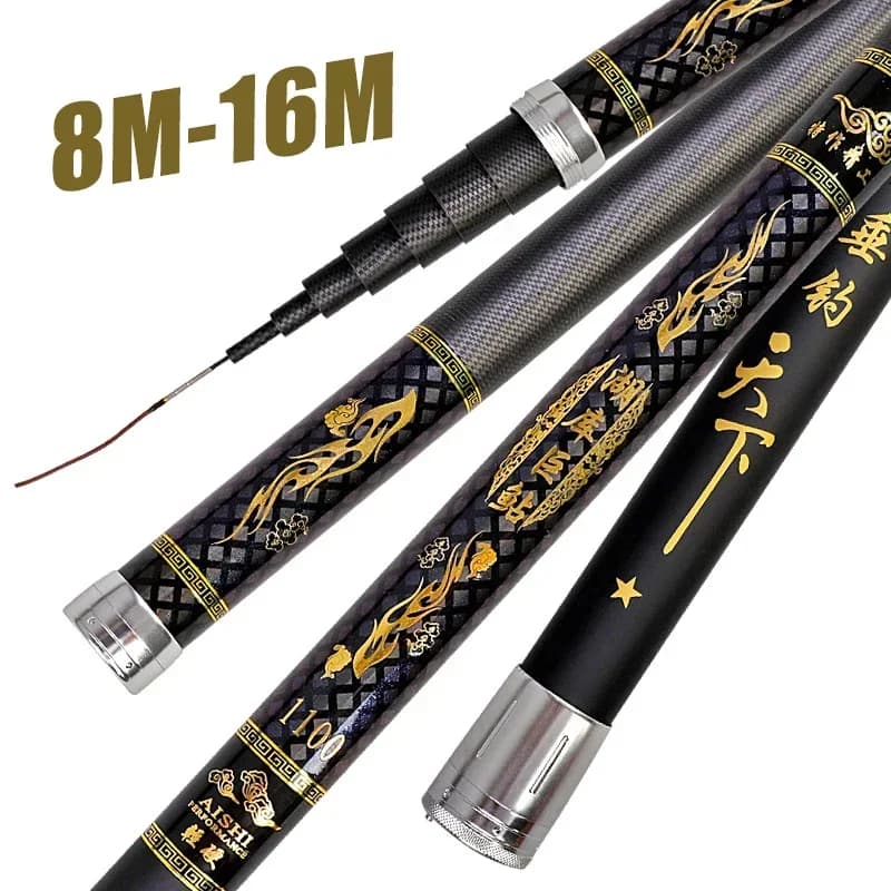 8M/10M/12M/14M/15M/16M Super Leggero lungo Duro Canna Da Pesca A Mano In Fibra di Carbonio di alta qualità Telescopica Canna Da Pesca Stream