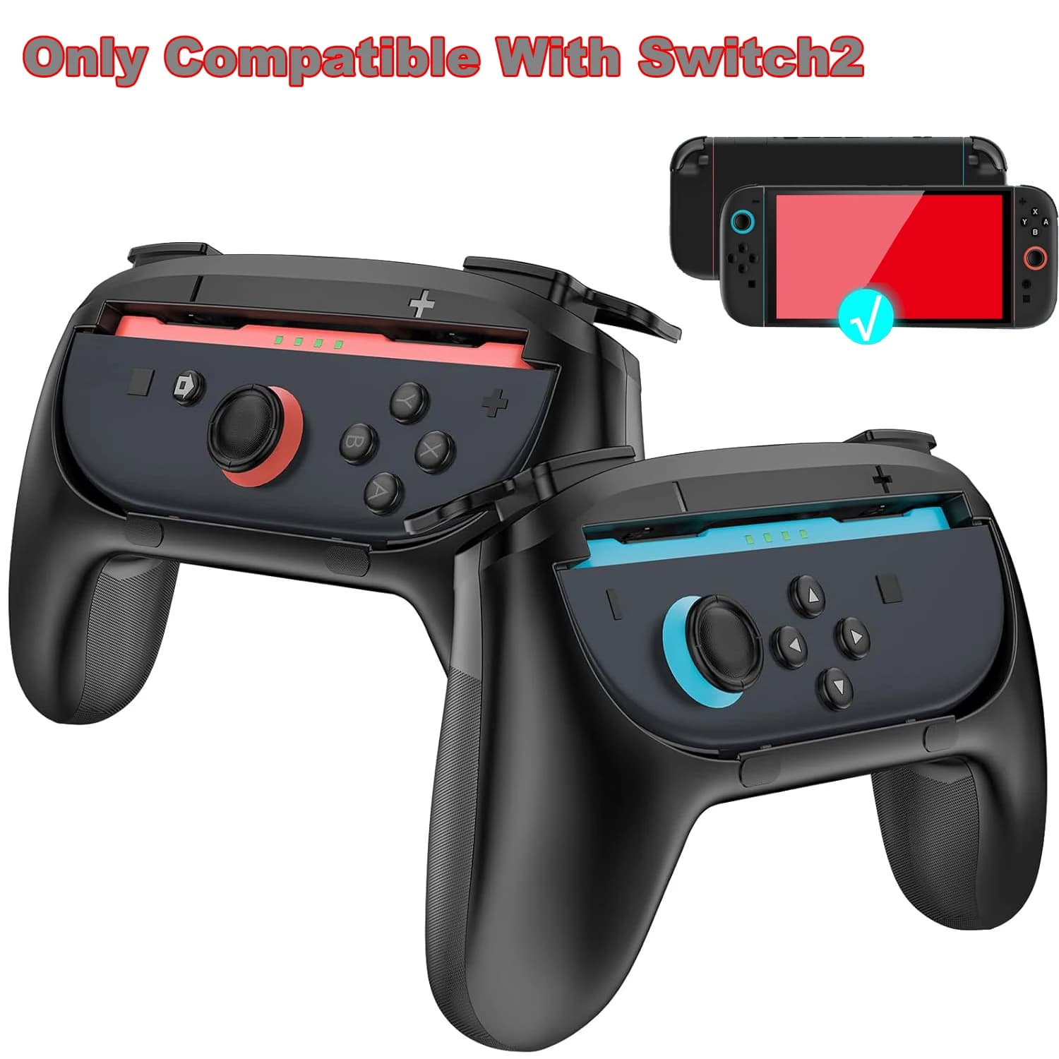 2 Pezzi Impugnature Ergonomiche per Controller Nintendo Switch 2, Supporti Comfort per Joystick, Custodia Protettiva per Switch 2, Accessori Kit