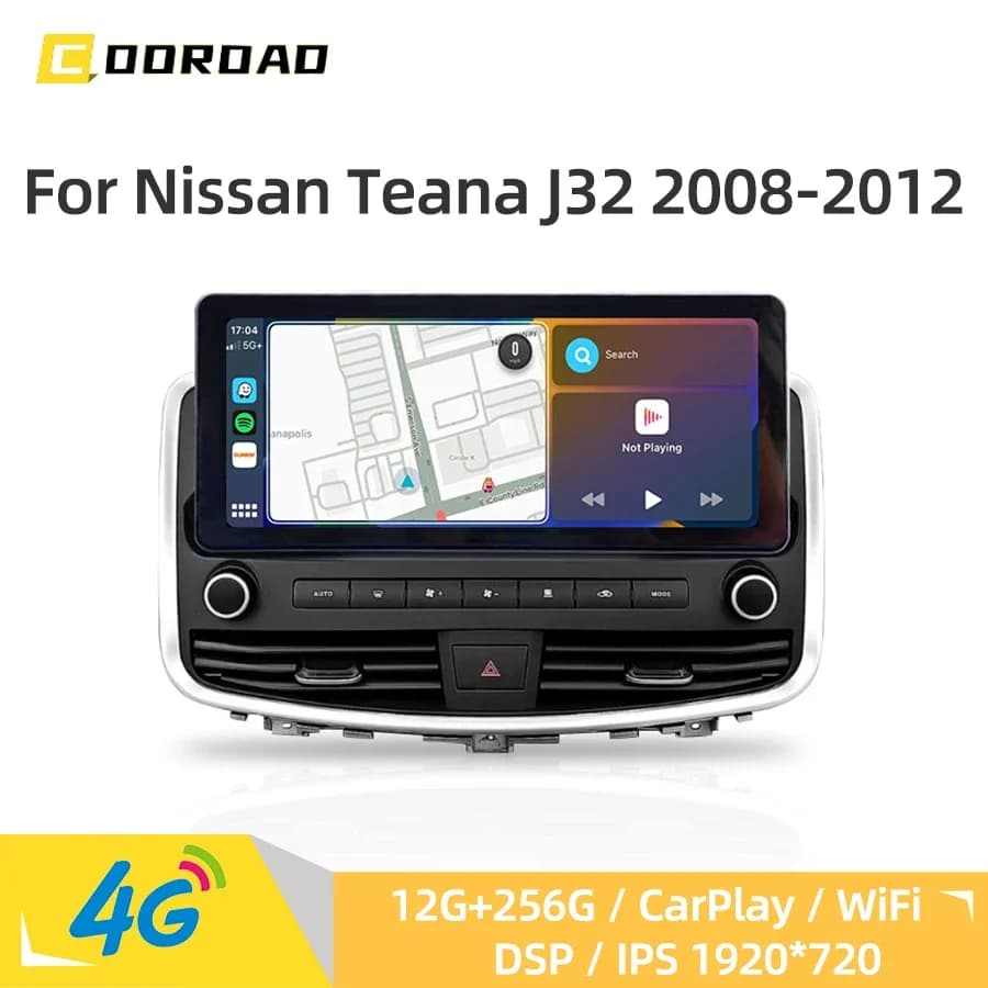 720P Android 14.0 CarPlay 4G WiFi Bluetooth Multimedia Player GPS Navigation DSP Stereo Car Radio For Nissan Teana J32 2008-2012