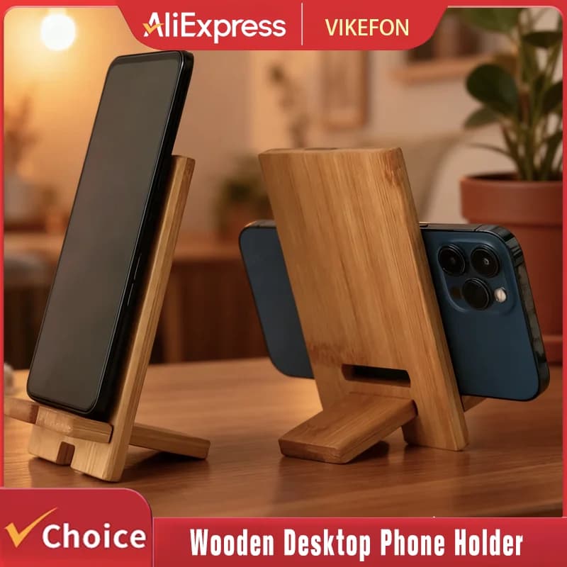 Wooden Table Support for Telephone, Smartphone Charging Stand, Cellular and Tablet Support