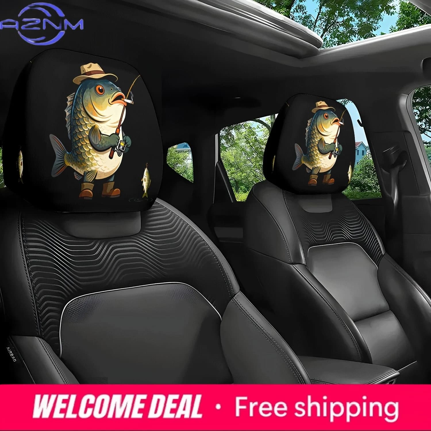 Coprisedili a Forma di Pesce Cartoon per Auto e Camion, Accessori Decorativi Perfetti come Regalo per Auto